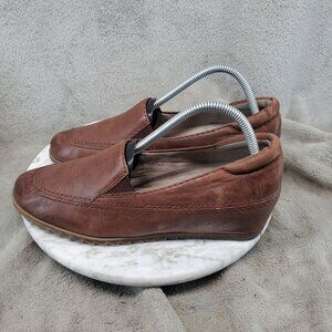 Naturalizer Shoes Womens Size 9.5 Brown Leather Harper Wedge Loafers